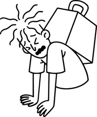 Man with Mental Issues Anxiety Disorder Line Art Illustration