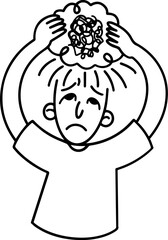 Man with Mental Issues Anxiety Disorder Line Art Illustration
