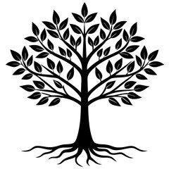 Obraz premium Minimalist Black Tree Sapling Vector