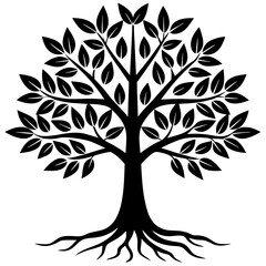 Minimalist Black Tree Sapling Vector