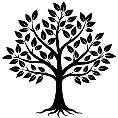 Obraz premium Minimalist Black Tree Sapling Vector