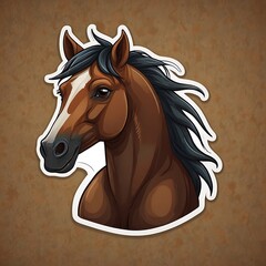 A sticker template of Horse cartoon character