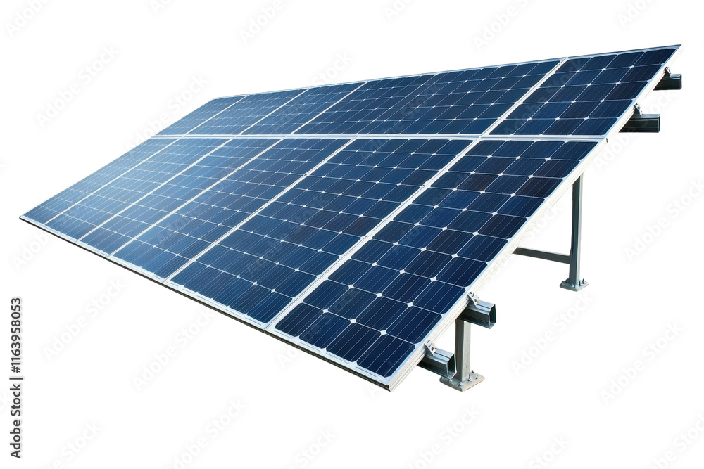 Poster a solar panel array designed for harnessing sunlight and converting it into electricity.
