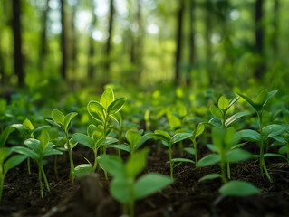 Nachwachsende Pflanzen im Sonnenlicht, die Erde fruchtbar machen

