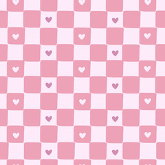 Valentines checkerboard hearts seamless pattern