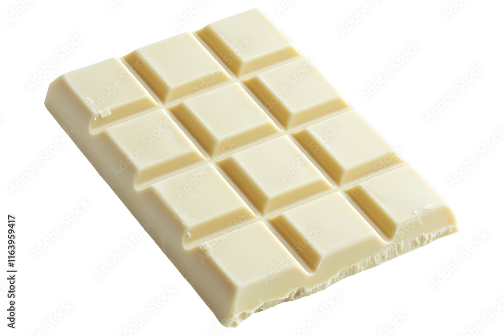 Aufkleber a creamy white chocolate bar with segmented squares, displaying a smooth texture and a glossy finish