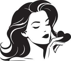 black and white woman logo type silhouette design