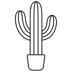 Minimalist Cactus Line Art Vector