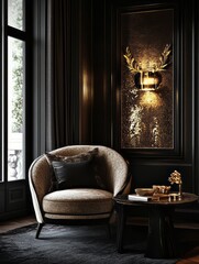 Luxurious Modern Living Room Corner Featuring Elegant Seating
