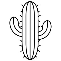Minimalist Cactus Line Art Vector