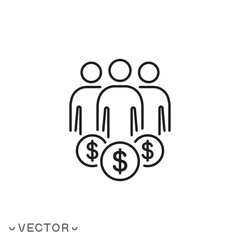 partnership team icon, business customer, facility leader, work team thin line symbol concept isolated on white background, editable stroke eps 10 vector illustration