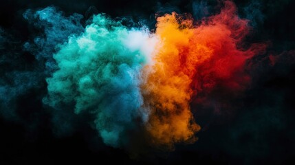 Tri colour smoke bomb with the colors of indian flag with a black background.