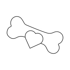 Continuous one line dog and bone drawing of isolated outline vector icon