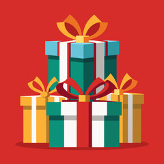 present gift box decorated with red and white ribbon premium stock clip art cartoon doodle freehand sketch drawing isolated vector element illustration on red background
