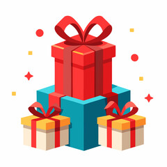 present gift box decorated with red and white ribbon premium stock clip art cartoon doodle freehand sketch drawing isolated vector element illustration on white background
