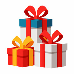 present gift box decorated with red and white ribbon premium stock clip art cartoon doodle freehand sketch drawing isolated vector element illustration on white background
