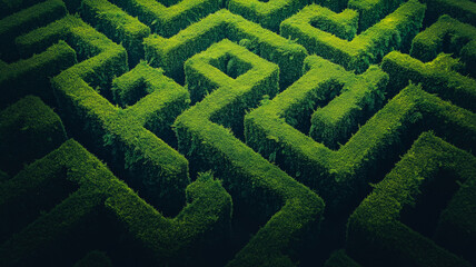 Intricate Green Hedge Maze Aerial View