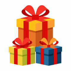 present gift box decorated with red and white ribbon premium stock clip art cartoon doodle freehand sketch drawing isolated vector element illustration on white background
