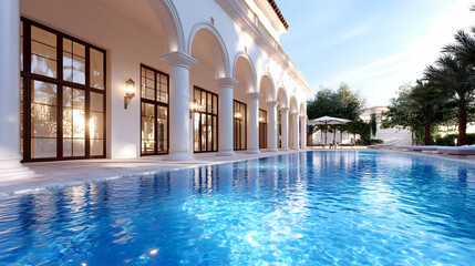 Fototapeta premium Luxury villa with pool and arches.