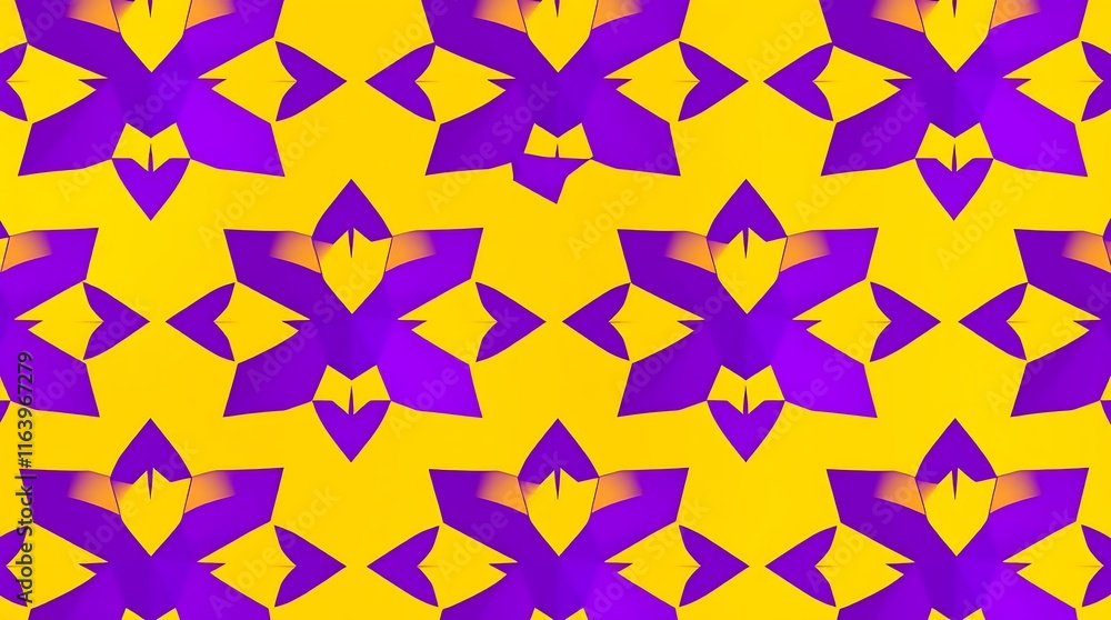 Poster purple and yellow geometric pattern: an abstract seamless pattern with vibrant purple and yellow hue