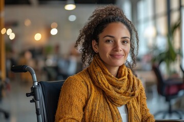 Self-confident Woman With Disability At Modern Startup Office, Generative AI