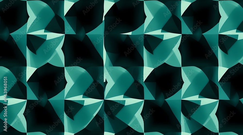 Poster abstract teal geometric pattern: a mesmerizing, repeating pattern of teal geometric shapes with shar