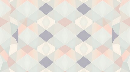 Pastel Geometric Pattern:  A delicate and soothing seamless pattern featuring a repeating arrangement of soft pastel-toned geometric shapes, creating a visually appealing and calming design.