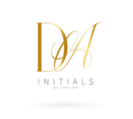 DA Monogram logo, Minimalist Typographic Line Monogram Logo, DA Wedding monogram logo