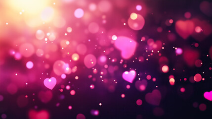 vector design of Glowing Pink Hearts bokeh background