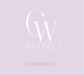 CW Monogram logo, Minimalist Typographic Line Monogram Logo, CW Wedding monogram logo