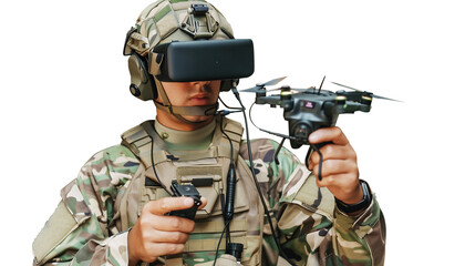 military army operator with drone