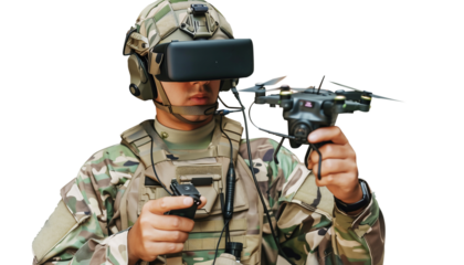 military army operator with drone