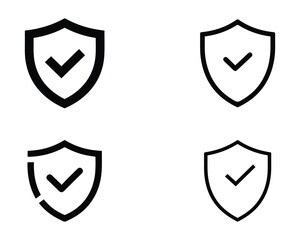 Minimalist Vector Illustration of a Shield with Checkmark Symbolizing Security and Trust