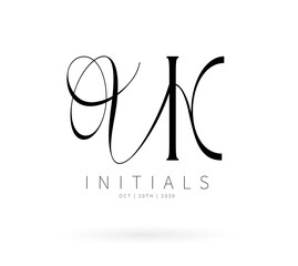 VK Monogram logo, Minimalist Typographic Line Monogram Logo, VK Wedding monogram logo