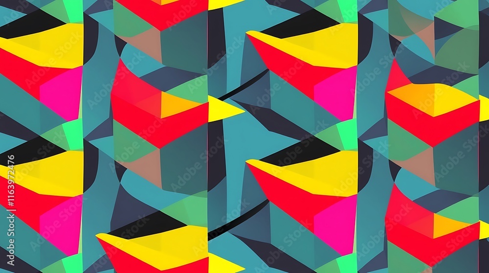 Poster abstract geometric pattern: a vibrant and dynamic abstract pattern, featuring a captivating interpla