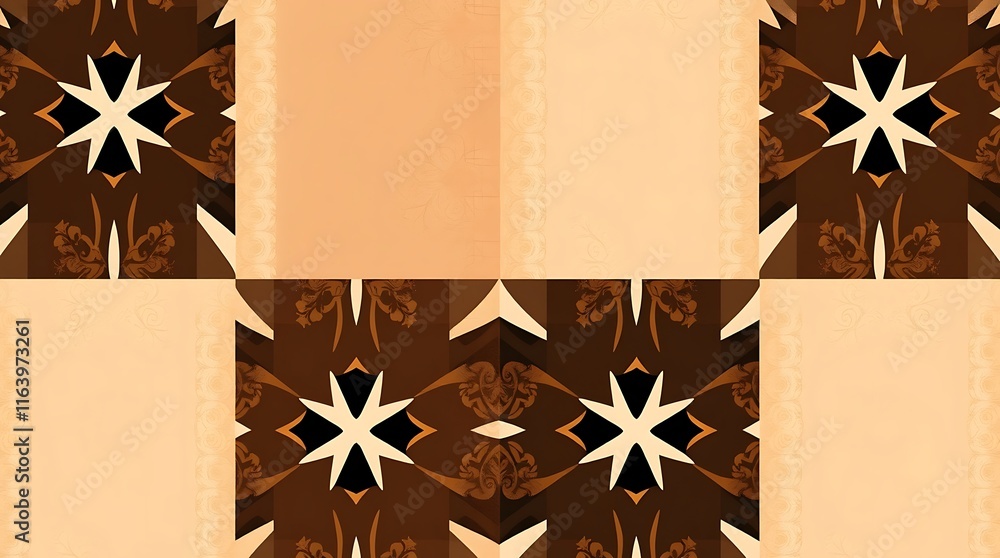 Poster abstract geometric pattern in warm tones: a captivating abstract pattern, reminiscent of mosaic tile