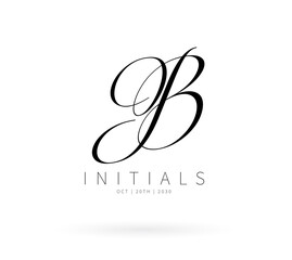 B Monogram logo, Minimalist Typographic Line Monogram Logo, B Wedding monogram logo