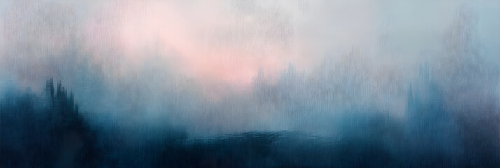 Dreamlike Landscape Shrouded in Soft Hues and Whispers of Nature in Fuzzy Morning Glow