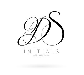 Fototapeta premium DS Monogram logo, Minimalist Typographic Line Monogram Logo, DS Wedding monogram logo