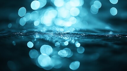Abstract Blue Water Bokeh Lights Reflection