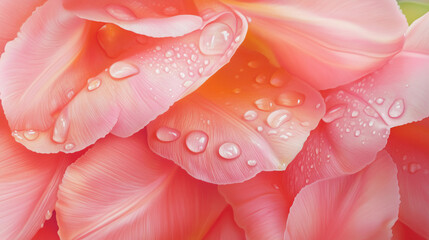 Fototapeta premium close-up of pink tulips with water droplets on the petals