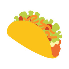 Taco - Mexican Food Icon, Delicious Folded Tortilla Illustration, and Culinary Clipart Design