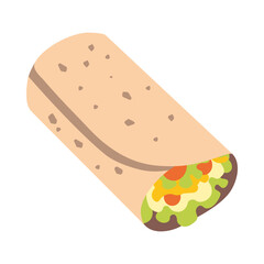 Burrito - Mexican Wrap Icon, Delicious Stuffed Tortilla Illustration, and Food Design