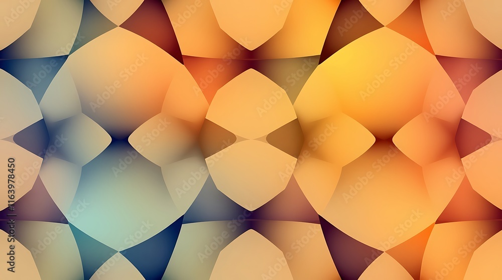 Poster abstract geometric pattern: a seamless, repeating pattern of abstract shapes in vibrant, earthy hues