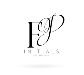 FP Monogram logo, Minimalist Typographic Line Monogram Logo, FP Wedding monogram logo