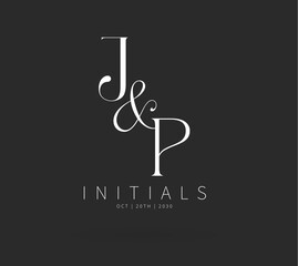 JP Monogram logo, Minimalist Typographic Line Monogram Logo, JP Wedding monogram logo