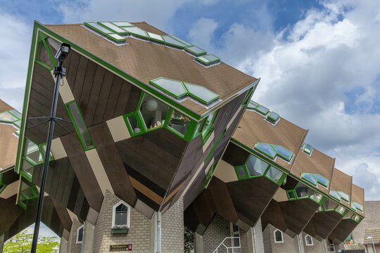 Helmond, The Netherlands, August 30, 2024. Experimental housing complex "kubuswoningen"