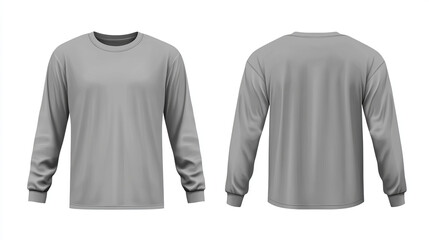 Gray Long Sleeve T-Shirt Template