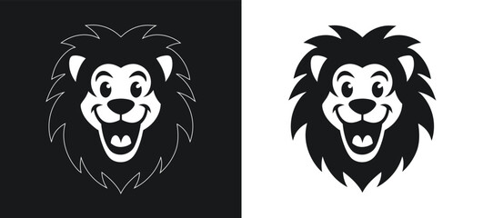 Cheerful Lion Face Icon for Joyful Designs