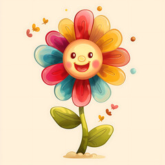 funny flower cartoon